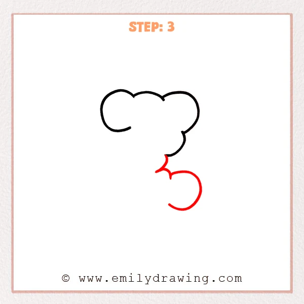 how to draw a bubble letter z - Step 3 of how to draw a bubble letter z, adding a small connector curve and a large rounded bottom bubble loop.